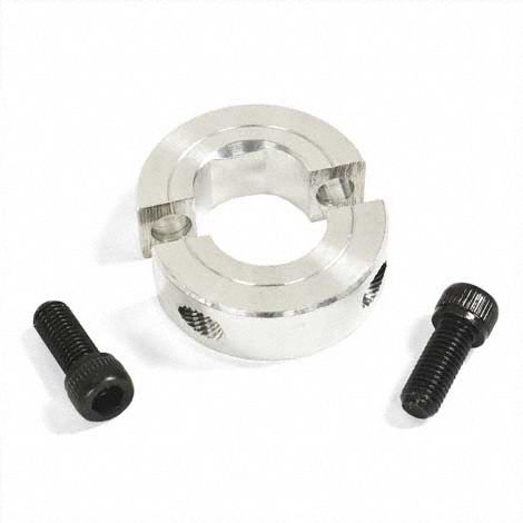 D-Bore Shaft Collar: 2-Piece, Metric, D, Clamp On, 10 mm Bore Dia, Aluminum