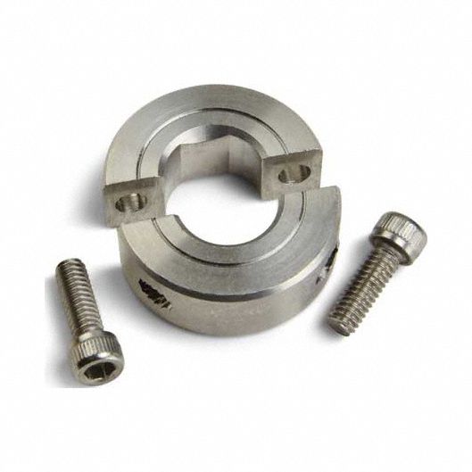 D-Bore Shaft Collar: 2-Piece, Metric, D, Clamp On, 10 mm Bore Dia, 303