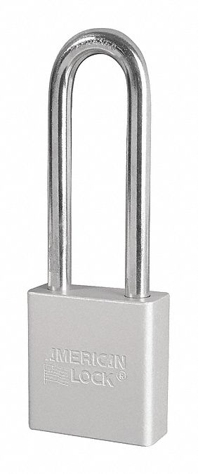 KEYED PADLOCK, 5-PIN, CLEAR, SHACKLE 3 X 3/4 X 5/16 IN, BODY 1 3/4 IN W, AL/BORON ALLOY