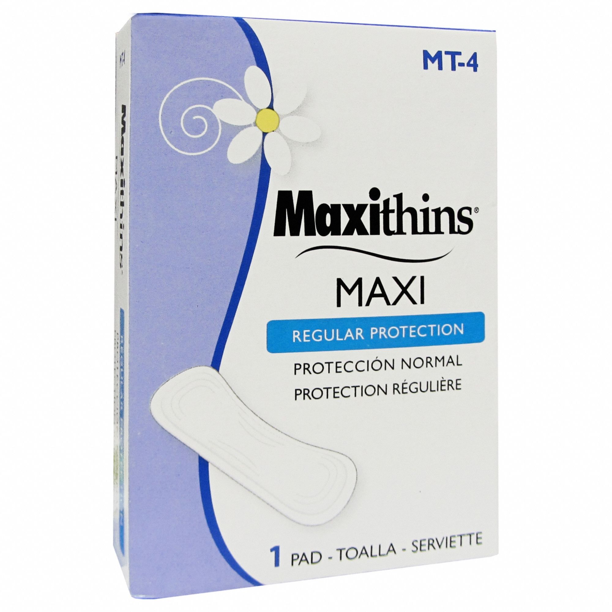 Sanitary Napkins: Regular, Vendible, 4 1/4 in Lg, 3 1/4 in Wd, 250 PK