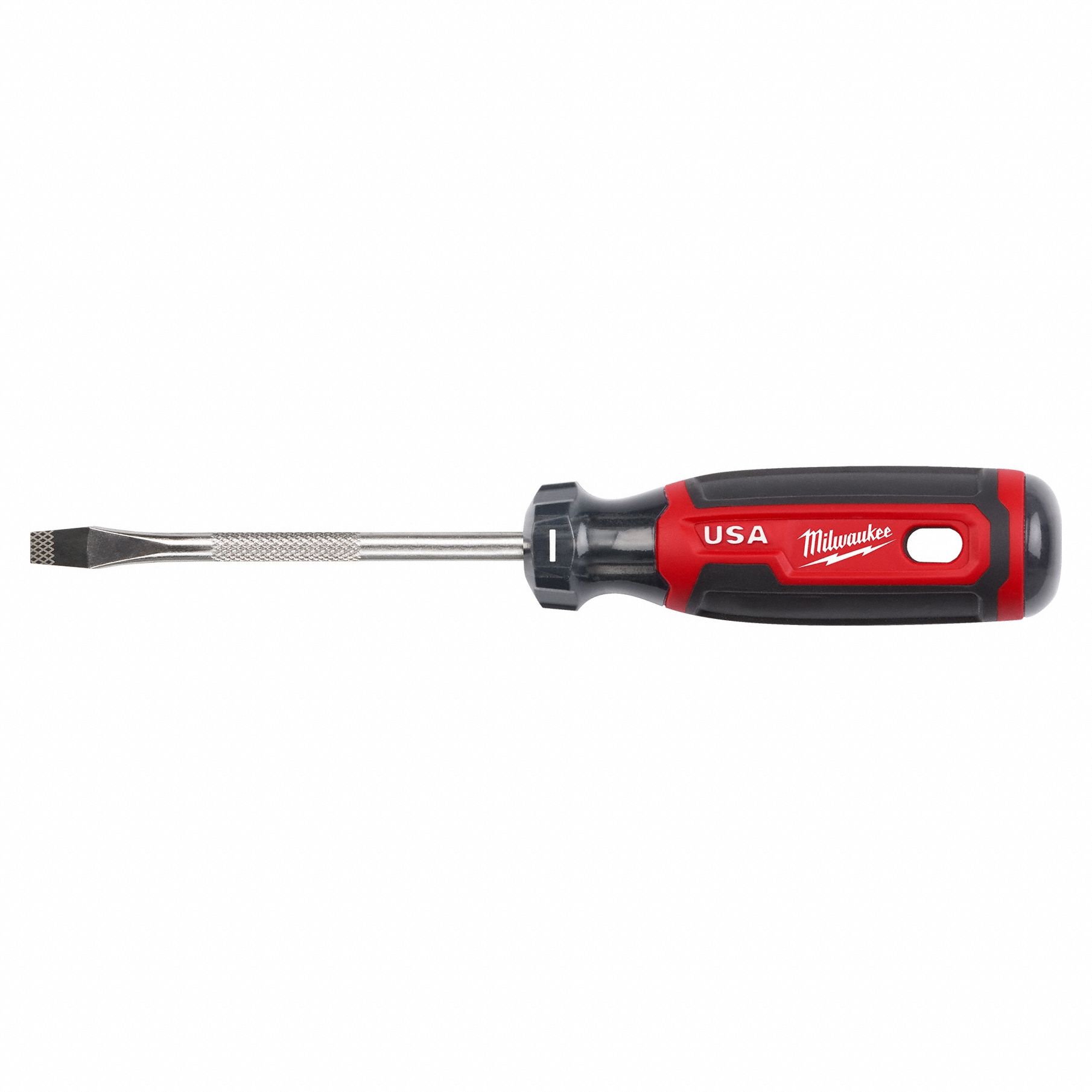 SCREWDRIVER, 1/4 IN TIP SIZE, 8 1/4 IN OVERALL L, 4 IN SHANK L, CUSHION GRIP