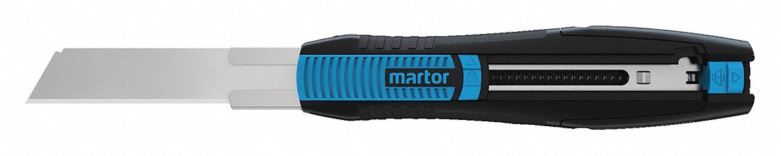 SEMI-AUTOMATIC RETRACTABLE BLADE KNIFE, 6 1/2 IN OVERALL L, TEXTURED, 1 1/4 IN OVERALL W