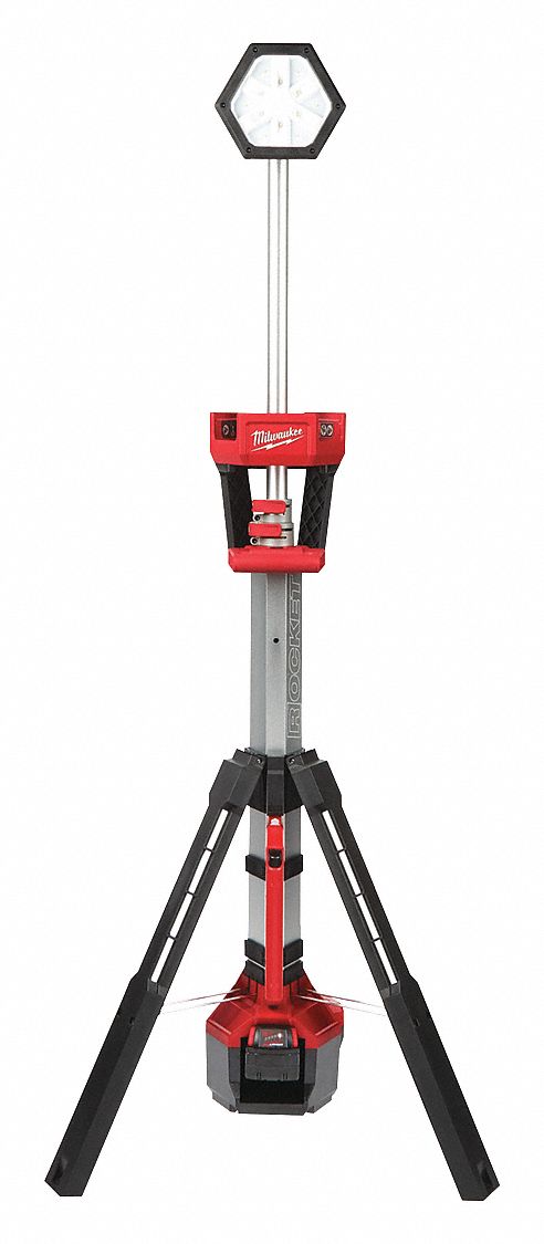 MILWAUKEE DUAL PACK TOWER LIGHT, CORDLESS, 18V, 5 AH, 700 TO 2500
