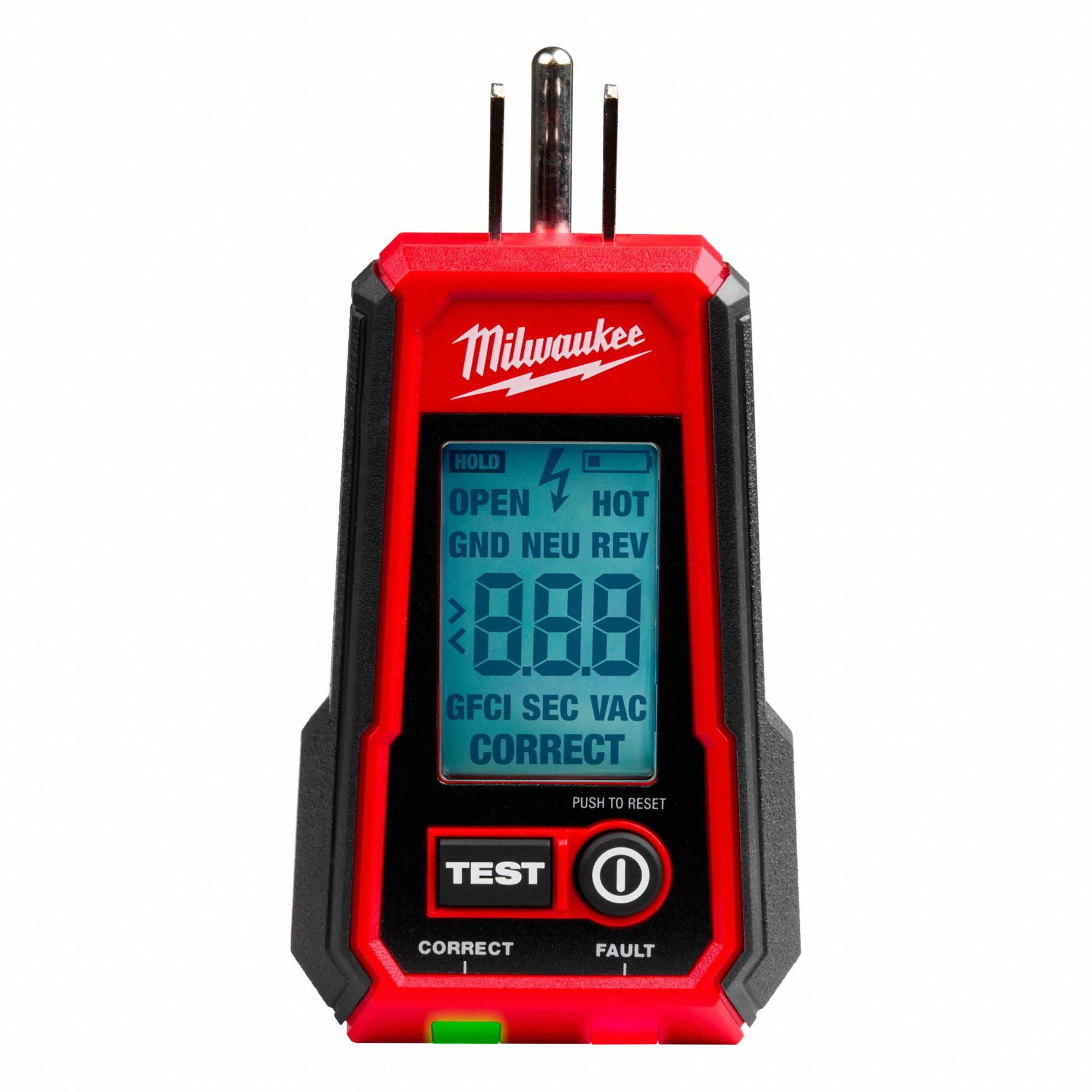 GFCI RECEPTACLE TESTER,LED,1 5/8INTOOL L