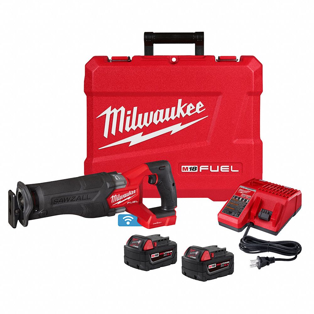 Reciprocating Saw Kit: 2 Batteries, 1 Charger, 1 1/4 in Stroke Lg, Straight, Brushless