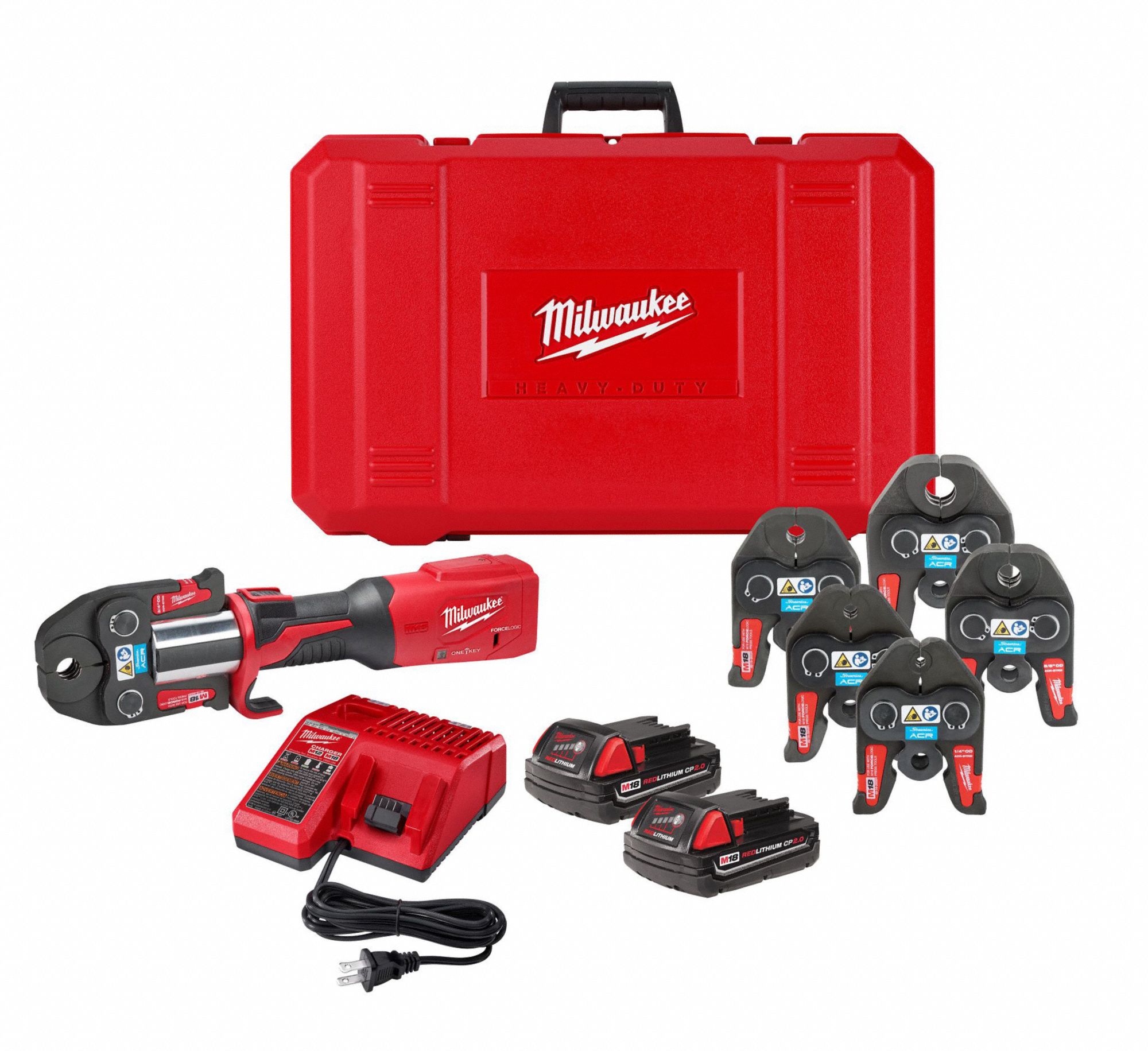 PRESS TOOL KIT, CORDLESS, 18 V, 2 AH, 7200 LB, ¼" TO ⅞" OD CAPACITY, STANDARD