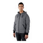 MEN'S HEATED JACKET, GREY, SIZE M, ATTACHED HOOD, COTTON/POLYESTER, 3.74 LBS
