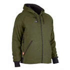 MEN'S HEATED JACKET, GREEN, SIZE 3XL, ATTACHED HOOD, COTTON/POLYESTER, 3.74 LBS