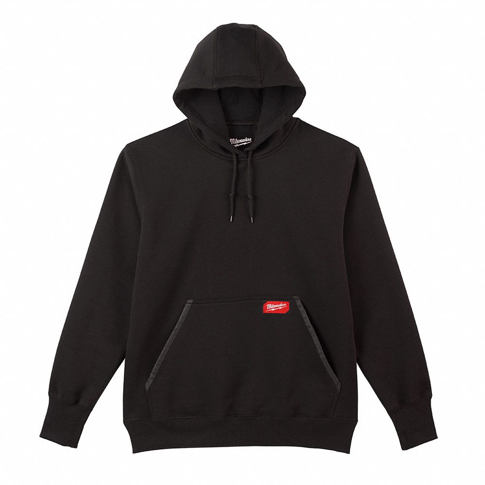 HOODED SWEATSHIRT, UNISEX/PULLOVER, BLACK, SIZE 2X-LARGE, 450 GSM, COTTON/POLYESTER