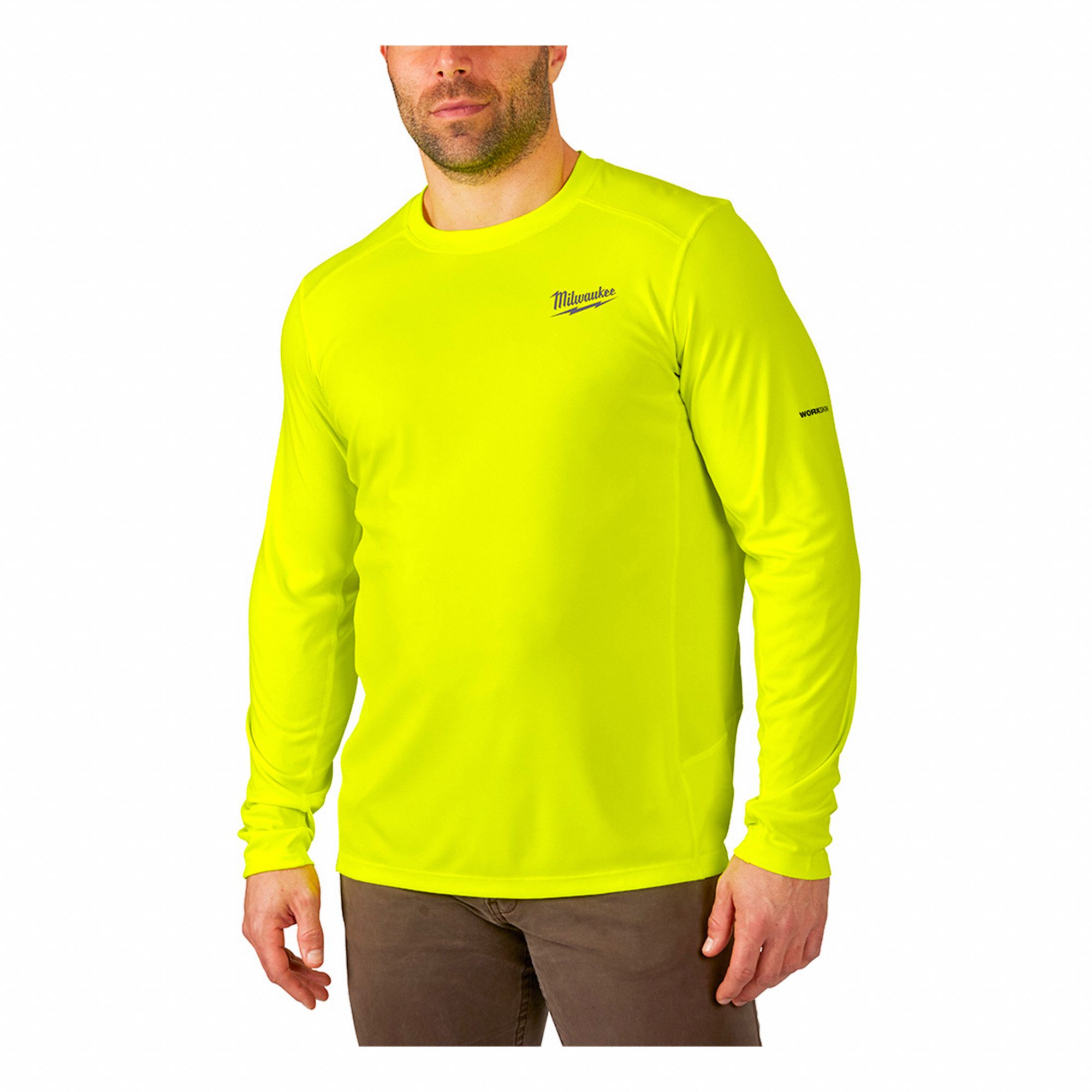 MEN'S WORKSKIN WORK SHIRT, HIGH-VISIBILITY, M, RELAXED FIT, POLYESTER, 1.17 LBS