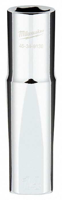 PRISE,PROFOND,COMPATIBLE A LA CLÉ À 4 PANS,6 PT,FINI POLIE,14 MM X 1/2 PO DR,SVC