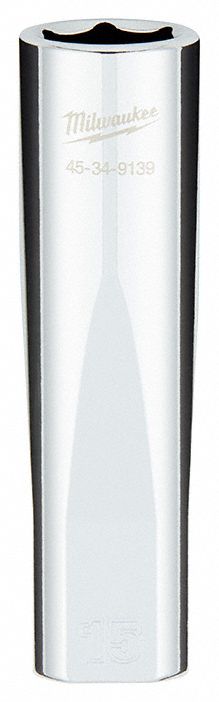 PRISE,PROFOND,COMPATIBLE A LA CLÉ À 4 PANS,6 PT,FINI POLIE,15 MM X 1/2 PO DR,SVC