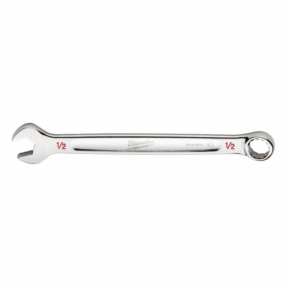 COMBINATION WRENCH, CHROME VANADIUM STEEL, CHROME, ½ IN HEAD SIZE, 7 IN OVERALL L, STANDARD