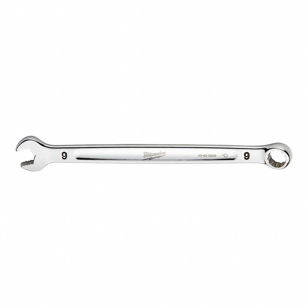 COMBINATION WRENCH, CHROME VANADIUM STEEL, CHROME, 9 MM HEAD SIZE, 5 7/8 IN OVERALL L