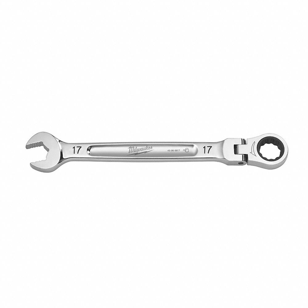 COMBINATION WRENCH, CHROME VANADIUM STEEL, CHROME, 17MM HEAD SIZE, 233 3/8 MM OVERALL L