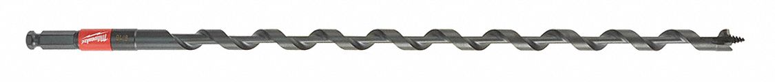 IMPACT AUGER BIT, 24 IN LENGTH X 15/16 IN DIA, 7/16 IN SHANK, CARBON STEEL