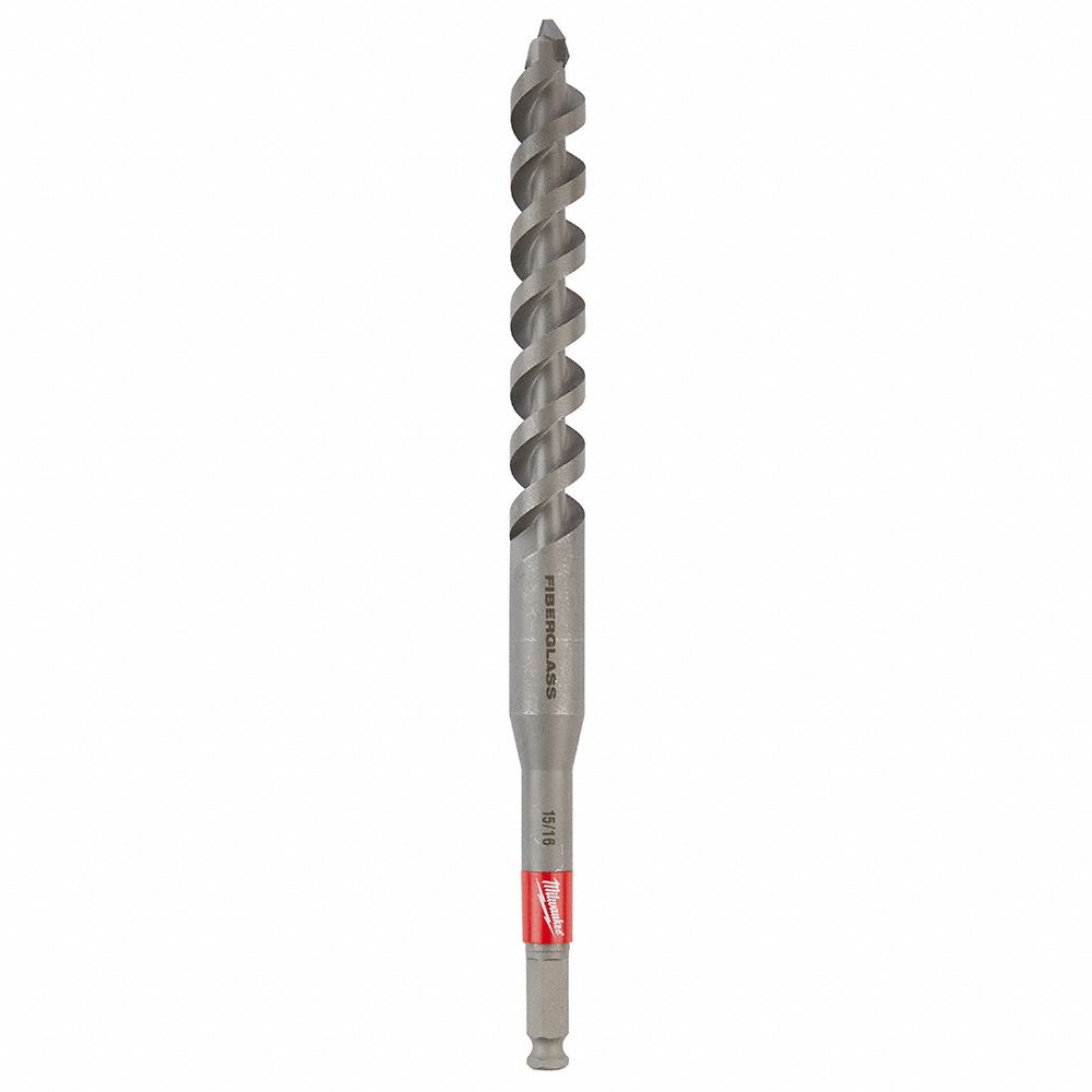 AUGER DRILL BIT, 15/16 IN DRILL BIT SIZE, 12 IN L, HEX SHANK, POLE AUGER