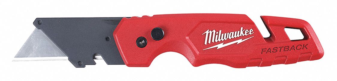 UTILITY KNIFE, FOLDING, 1 BLADE, RED, 6 7/8 X 1 5/16 IN, 1 3/16 IN THICK, STEEL/METAL