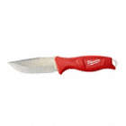 FIXED BLADE KNIFE W SHEATH, DROP POINT, RED, 9.5 IN L, STAINLESS STEEL