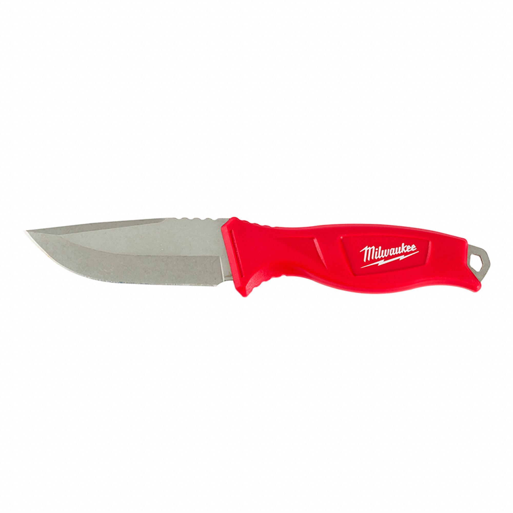 FIXED BLADE KNIFE W SHEATH, DROP POINT, RED, 9.5 IN L, STAINLESS STEEL