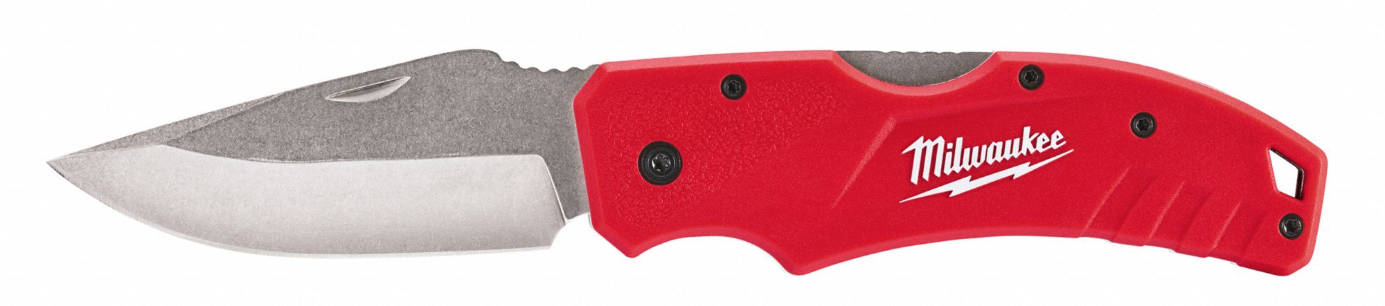 LOCKBACK KNIFE, FOLDABLE, LANYARD HOLE, RED, 7.25 X 0.75 IN, 1.25 IN THICK, STAINLESS STEEL/NYLON