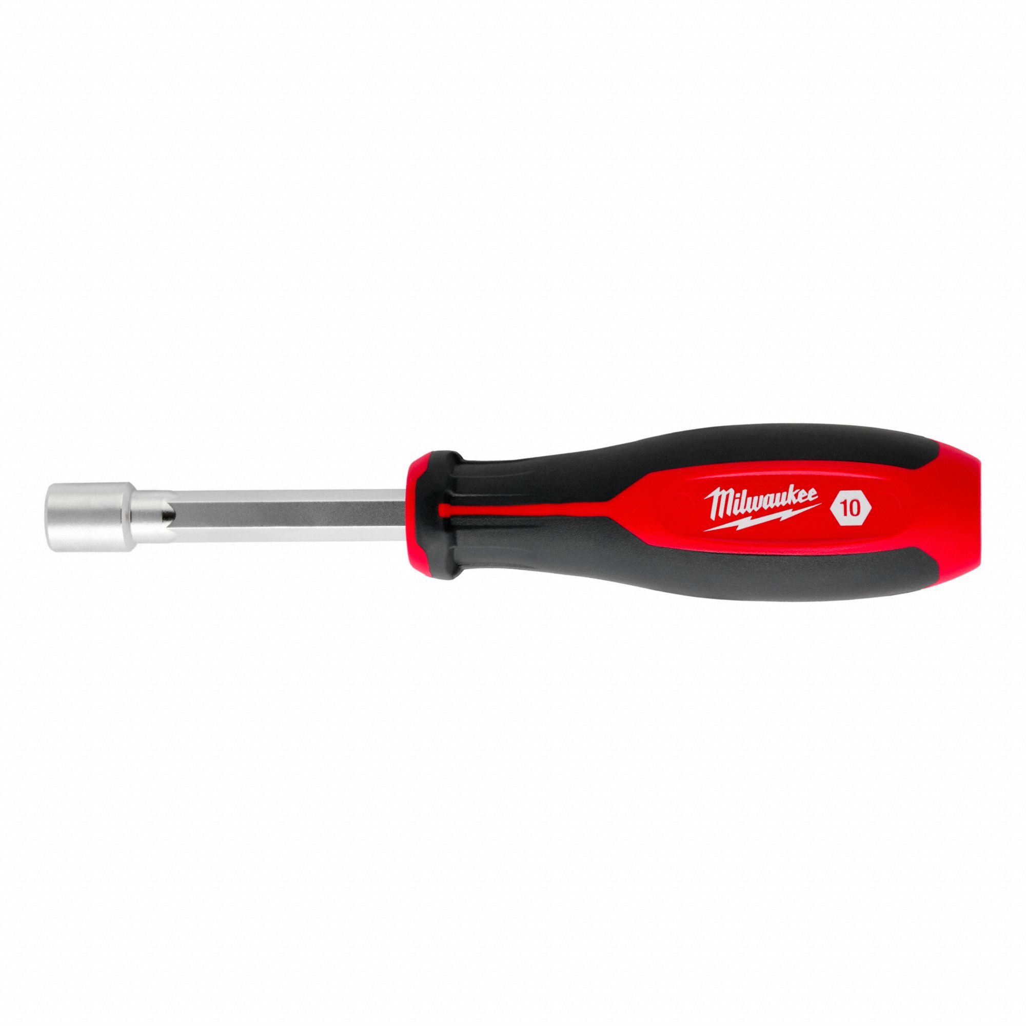 NUT DRIVER, 10 MM TIP, CHROME-PLATED FINISH, 7½ IN L, NON-MAGNETIC