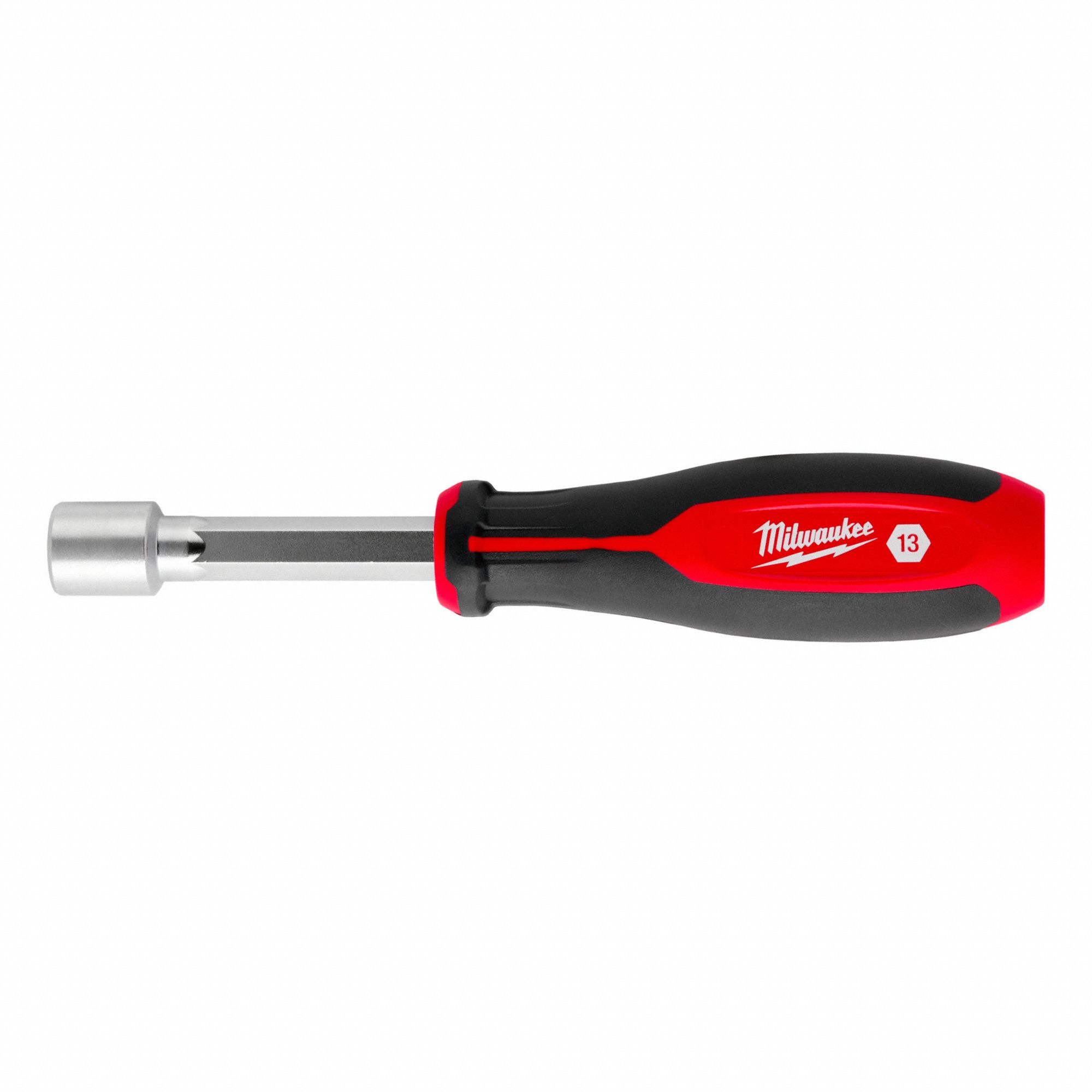 NUT DRIVER, 13 MM TIP, CHROME-PLATED FINISH, 7½ IN L, NON-MAGNETIC