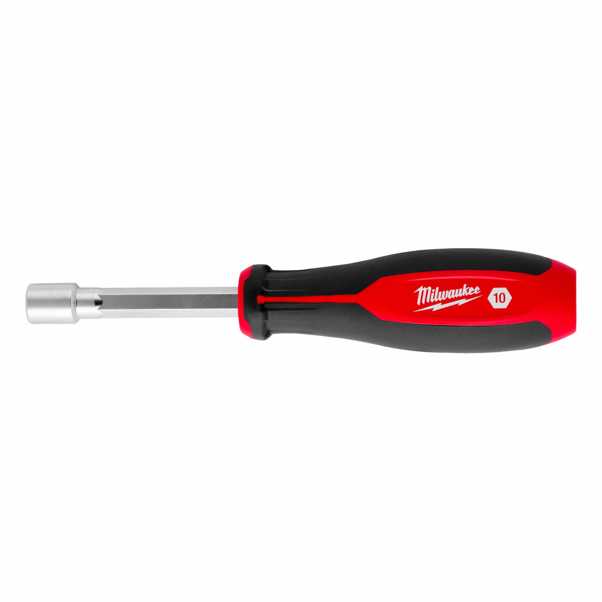 NUT DRIVER, 10 MM TIP, CHROME-PLATED FINISH, 7½ IN L, MAGNETIC