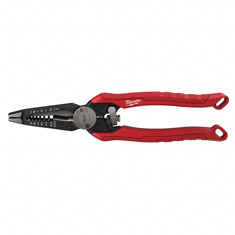 COMBINATION PLIERS, 18 TO 8 AWG, 8 TO 18 AWG, 9 IN OVERALL L, STANDARD CUSHION GRIP, 9 TO 11 IN