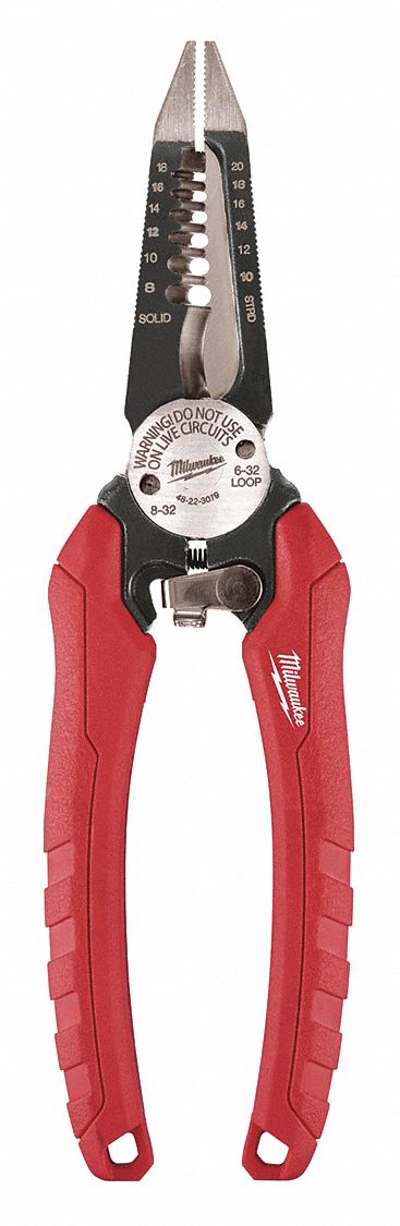 WIRE STRIPPER, 18 AWG TO 8 AWG, 7¾ IN OVERALL L, ROUNDED EDGE BLADE, SCREW SHEAR, STEEL