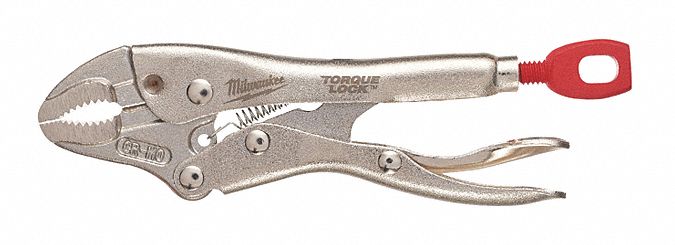 LOCKING PLIER, CURVED, LEVER, 1 IN MAX JAW OPENING, 4 IN OVERALL L, ⅞ IN JAW L, TETHER READY