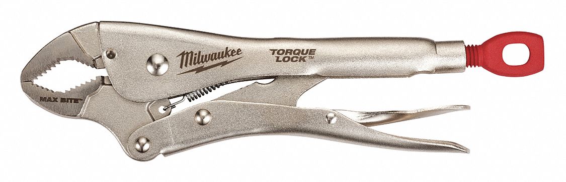 LOCKING PLIER, CURVED, LEVER, 1⅞ IN MAX JAW OPENING, 10 IN OVERALL L, 1½ IN JAW L, 9 TO 11 IN