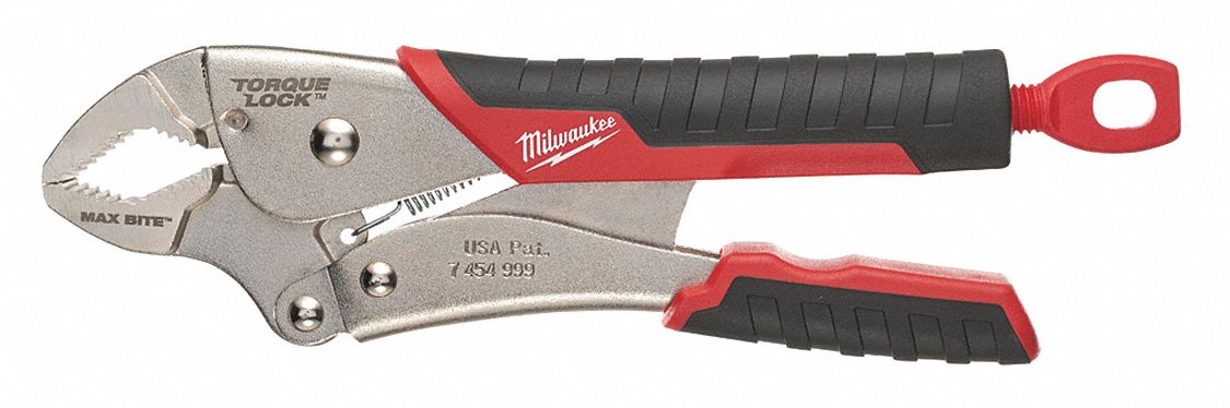 LOCKING PLIER, CURVED, LEVER, 1⅞ IN MAX JAW OPENING, 10 IN OVERALL L, 1¼ IN JAW L, 9 TO 11 IN