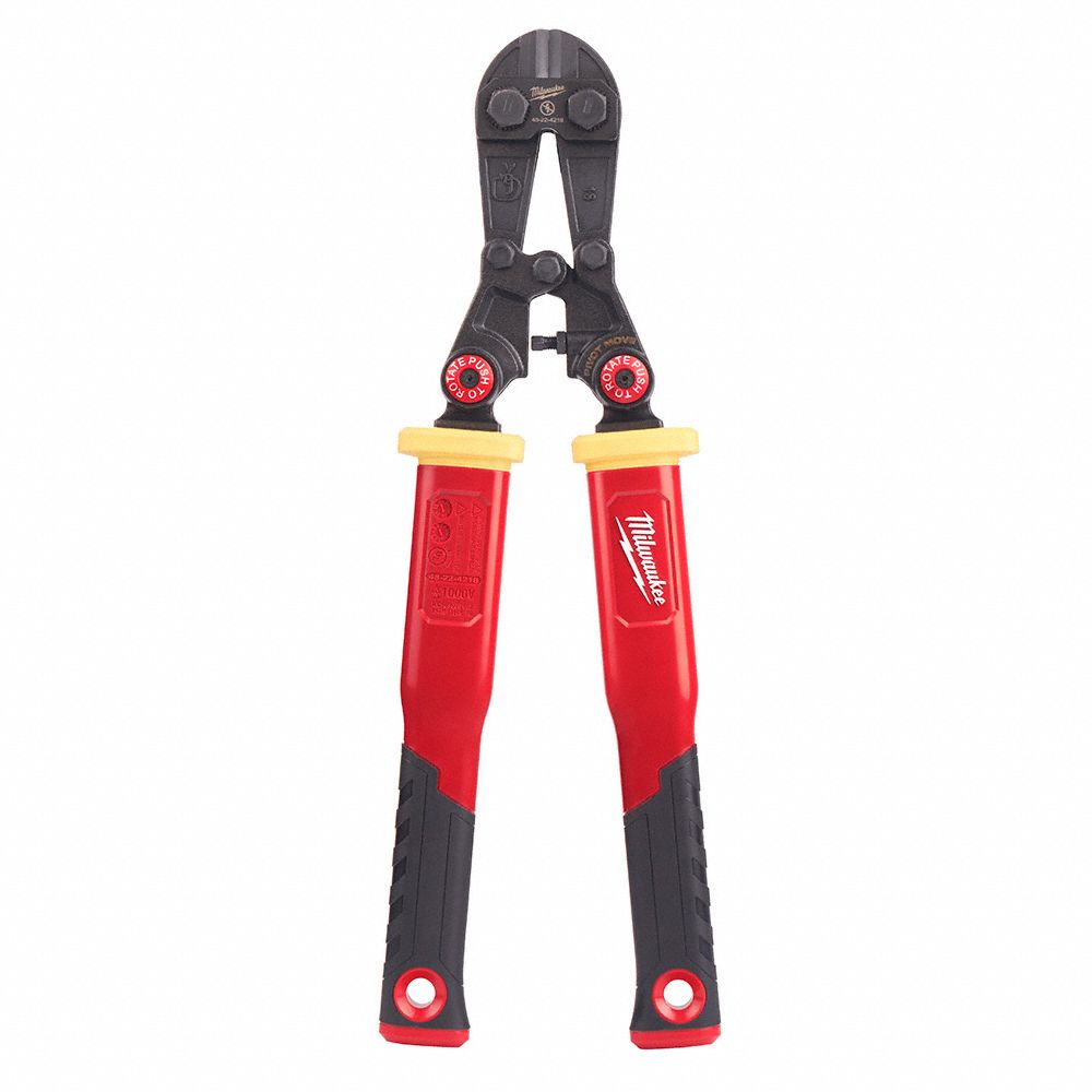 BOLT CUTTER, FIBERGLASS/RUBBER, ⅜ IN DIA, 18 IN, STRAIGHT, SCREW, FORGED STEEL