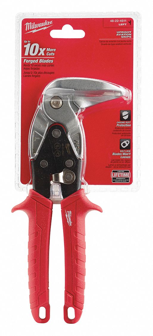 AVIATION SNIP, LEFT, 9 IN OVERALL L, 4 IN CUTTING L, STEEL, PLASTIC, PLASTIC