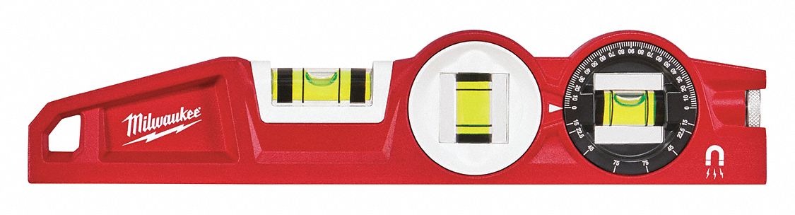 TORPEDO LEVEL,10"L,3 TOTAL VIALS