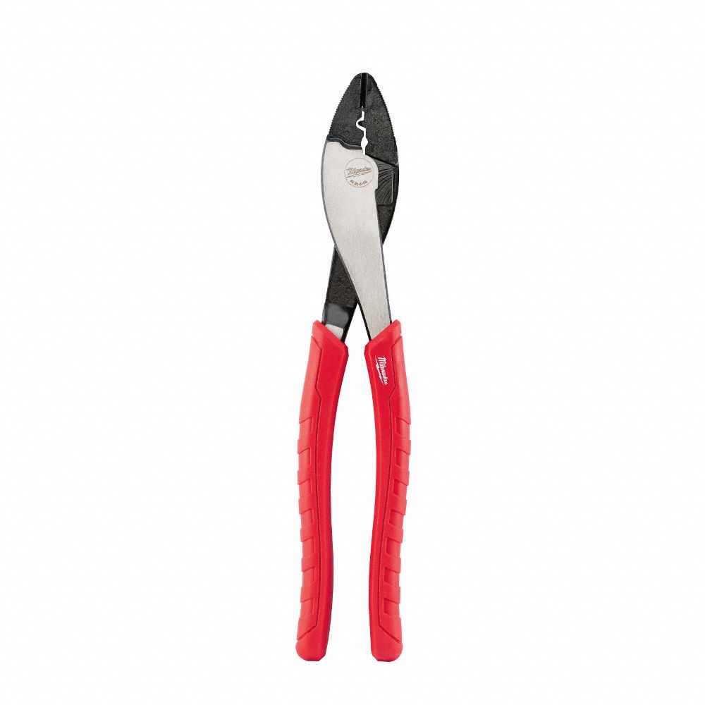 CRIMPING PLIER, HIGH LEVERAGE, WIRE CRIMPER, FISH TAPE, OVERALL 9 1/2 IN L, JAW 1 15/16 IN L, RUBBER