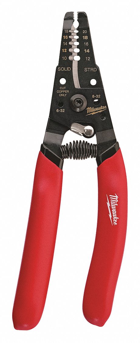 WIRE STRIPPER, 18 AWG TO 8 AWG, 7⅛ IN OVERALL L, ROUNDED EDGE BLADE, SCREW SHEAR, STEEL