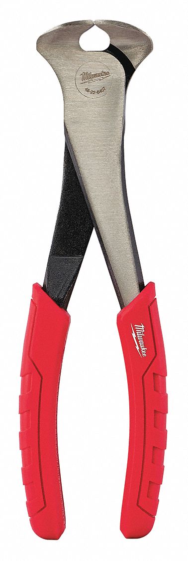 END CUTTING PLIERS,RED,7-15/64