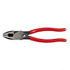 LINEMAN'S PLIERS, HIGH LEVERAGE, FISH TAPE, OVERALL 9 IN L, JAW 1 7/16 IN L, RUBBER