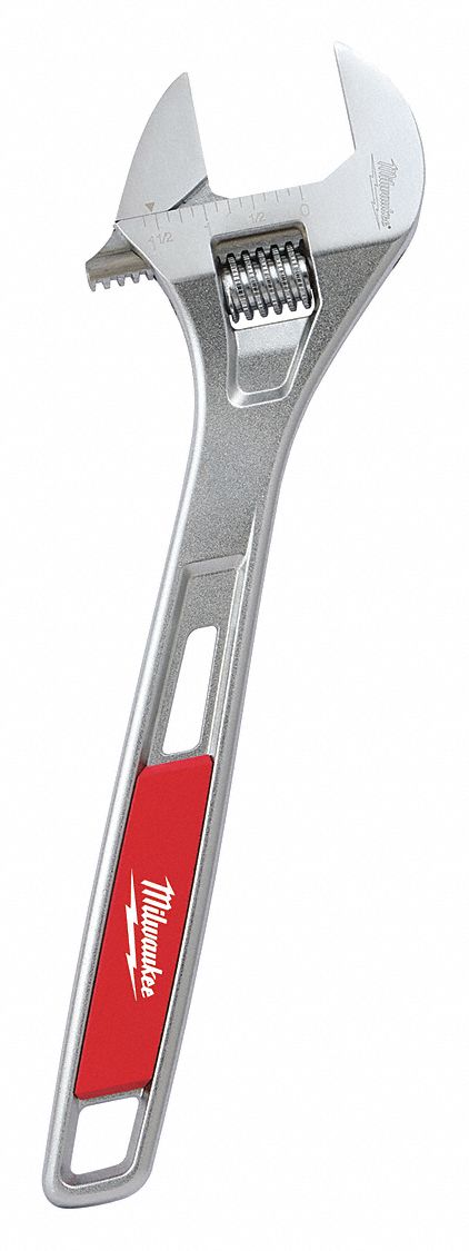 ADJUSTABLE WRENCH, ALLOY STEEL, CHROME, 14 11/32 IN OVERALL L, 1 5/8 IN JAW CAPACITY