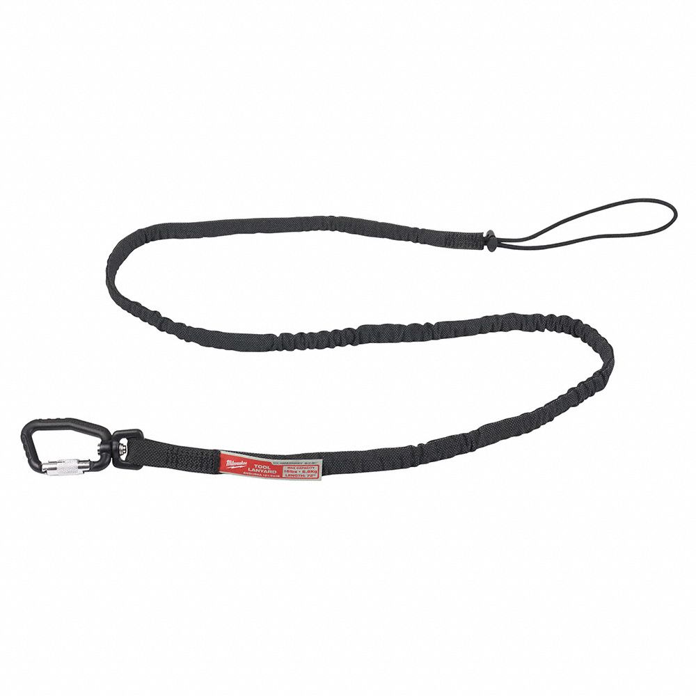 TOOL LANYARD, LOCKING, 15 LB LOAD, BLACK, 72 IN, 6 UNITS