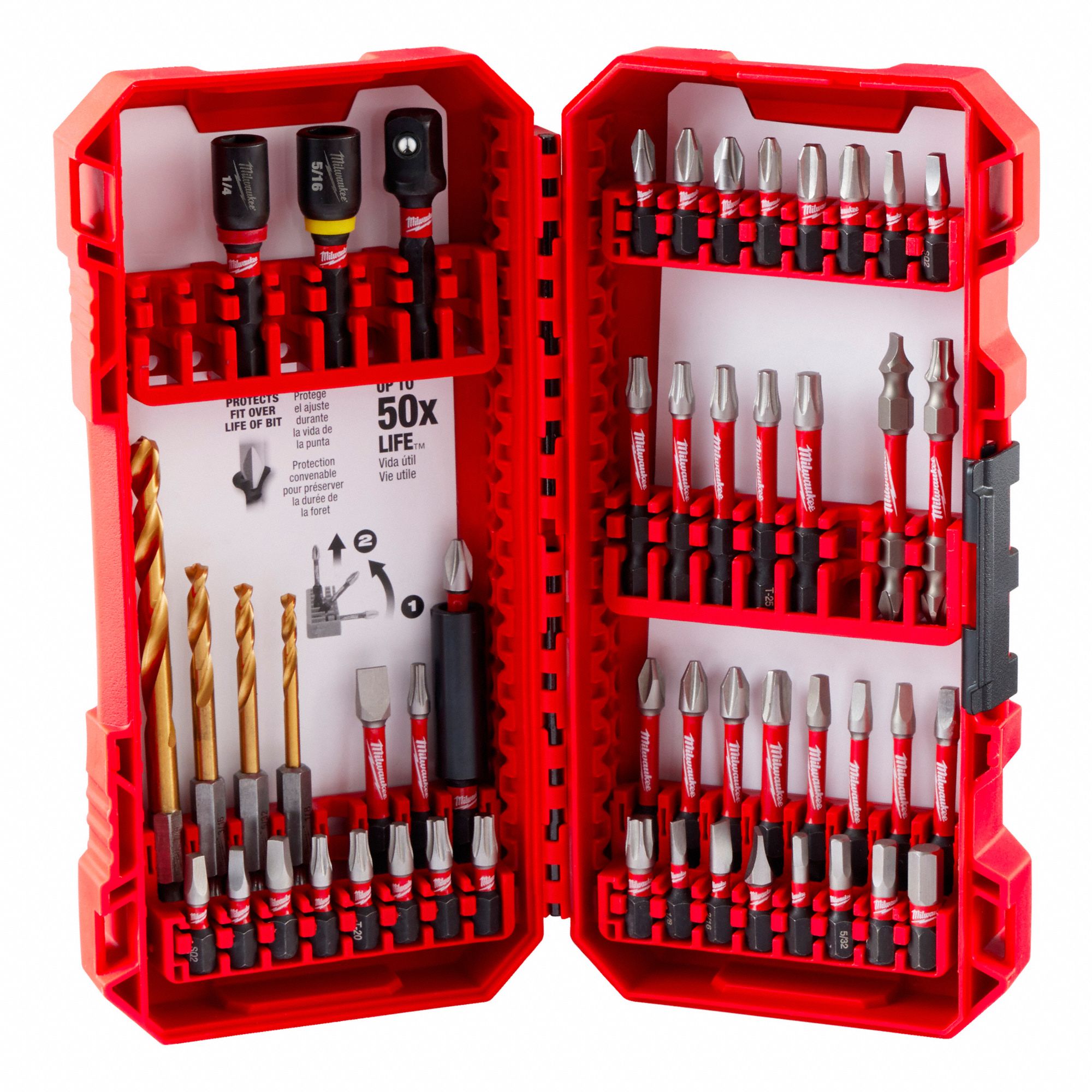 IMPACT DUTY DRILL AND DRIVE SET, SINGLE-ENDED, 1/4 IN, PLASTIC/STEEL, SET 50