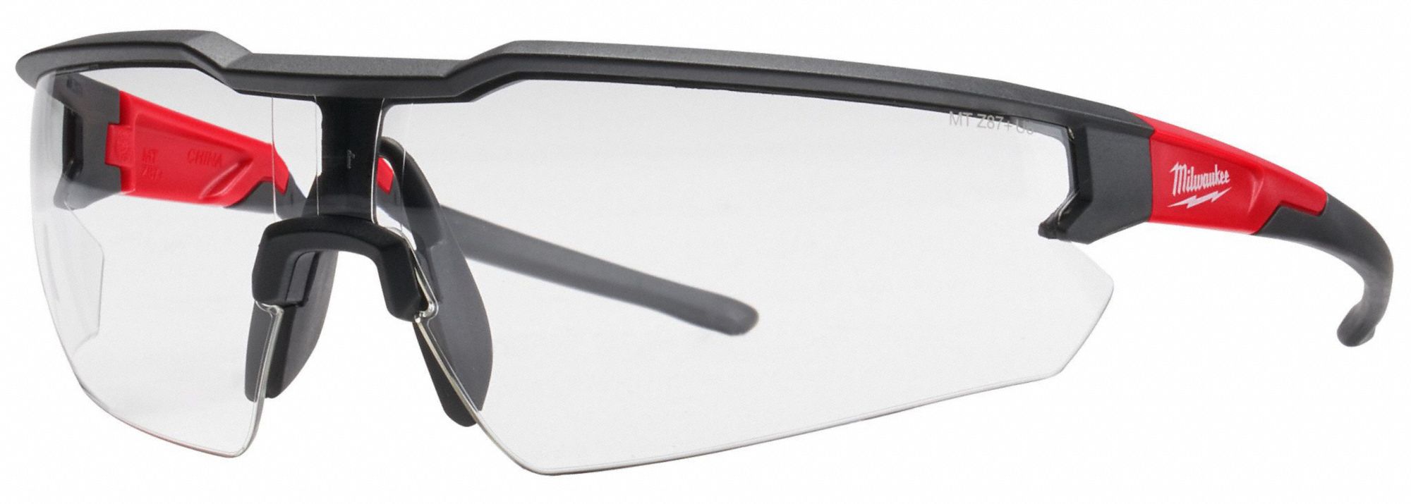 LUNETTES DE SÉCURITÉ, PLASTIQUE/PC, ANTIRAYURES, REVÊTEMENT DUR, NOIR/ROUGE/TRNSP, CSA, M, UNISEXE