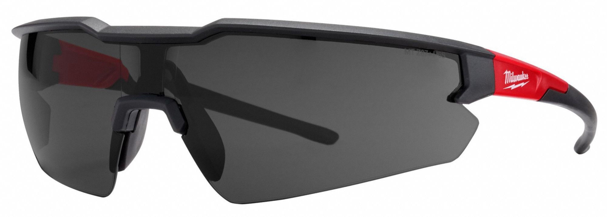 LUNETTES DE SÉCURITÉ, DEMI-MONTURE, ENVELOPPANTES, NYLON/PC, ANTIRAYURES, NOIR/ROUGE/TEINTÉ, CSA, M