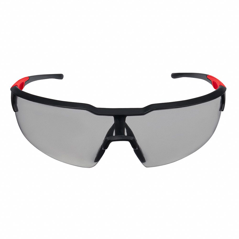 LUNETTES DE SÉCURITÉ, DEMI-MONTURE, ENVELOPPANTES, NYLON/PC, NOIR/ROUGE/GRIS, ANTIBUÉE, CSA, M, UNISEXE