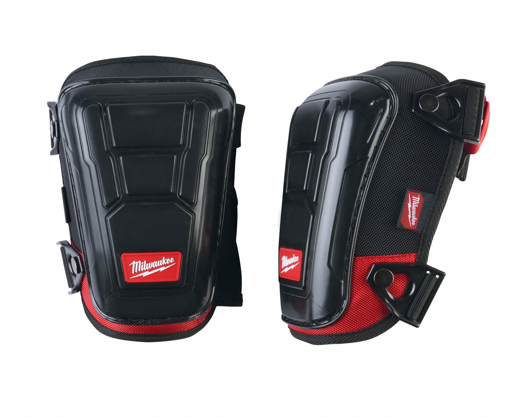 KNEE PAD, UNIVERSAL, 2 STRAPS, CLIP, 1 PAIR, BLACK/RED