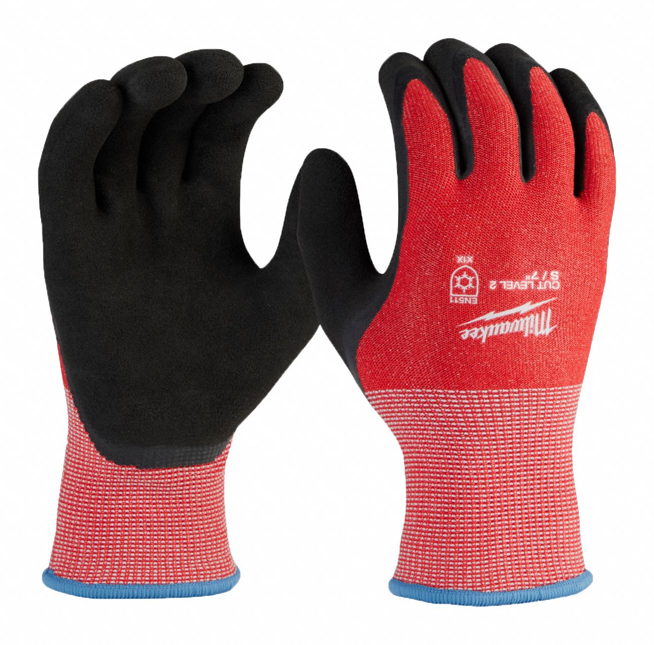 CUT LEVEL-2 WINTER DIPPED GLOVES, S, RED/BLACK, 10 IN, 15 GA, SANDY FINISH