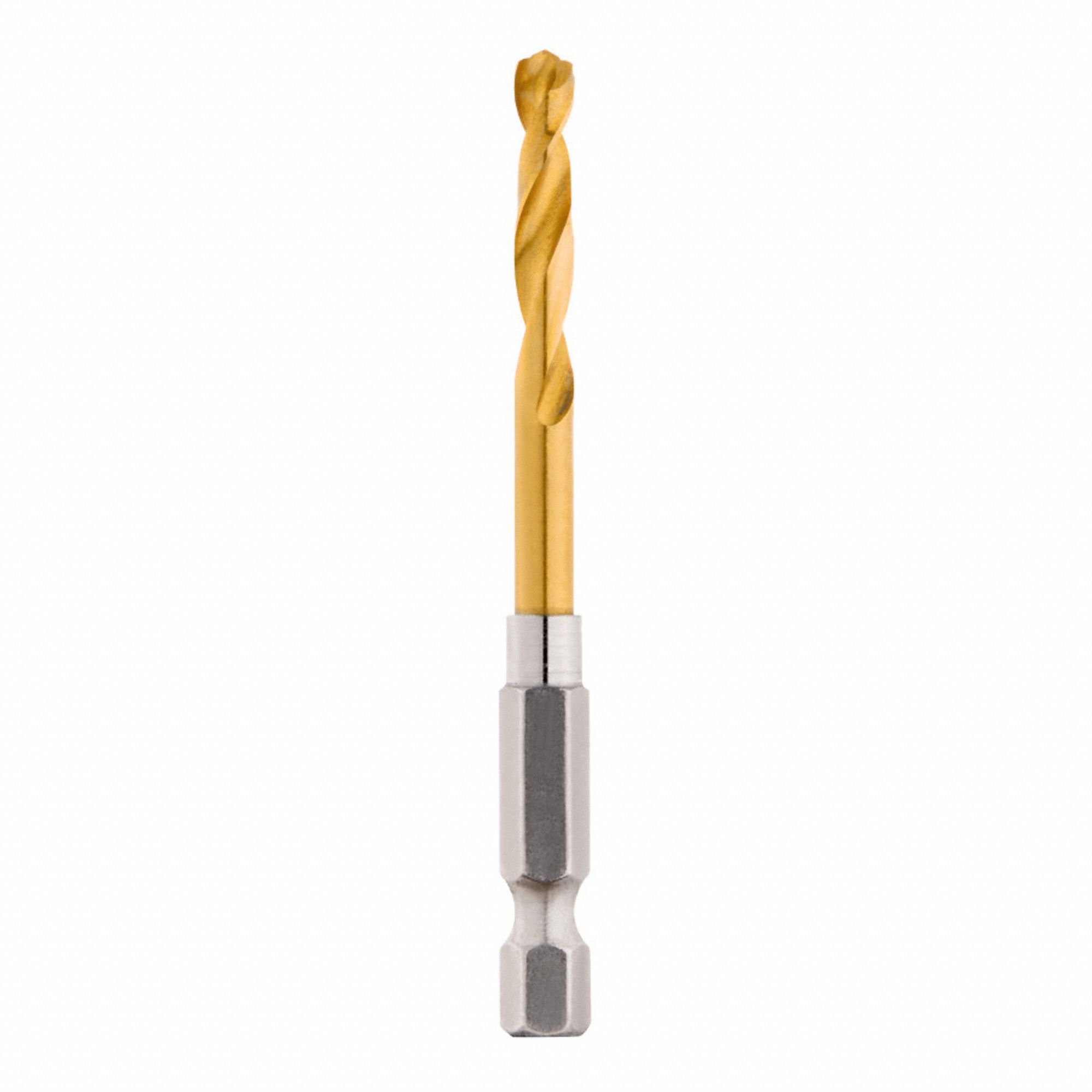 HEX SHANK DRILL BIT, RH, TITANIUM, 3/16 IN, 135 ° , 35 ° , HSS, HEX SHANK, 3 IN L, UL LISTED