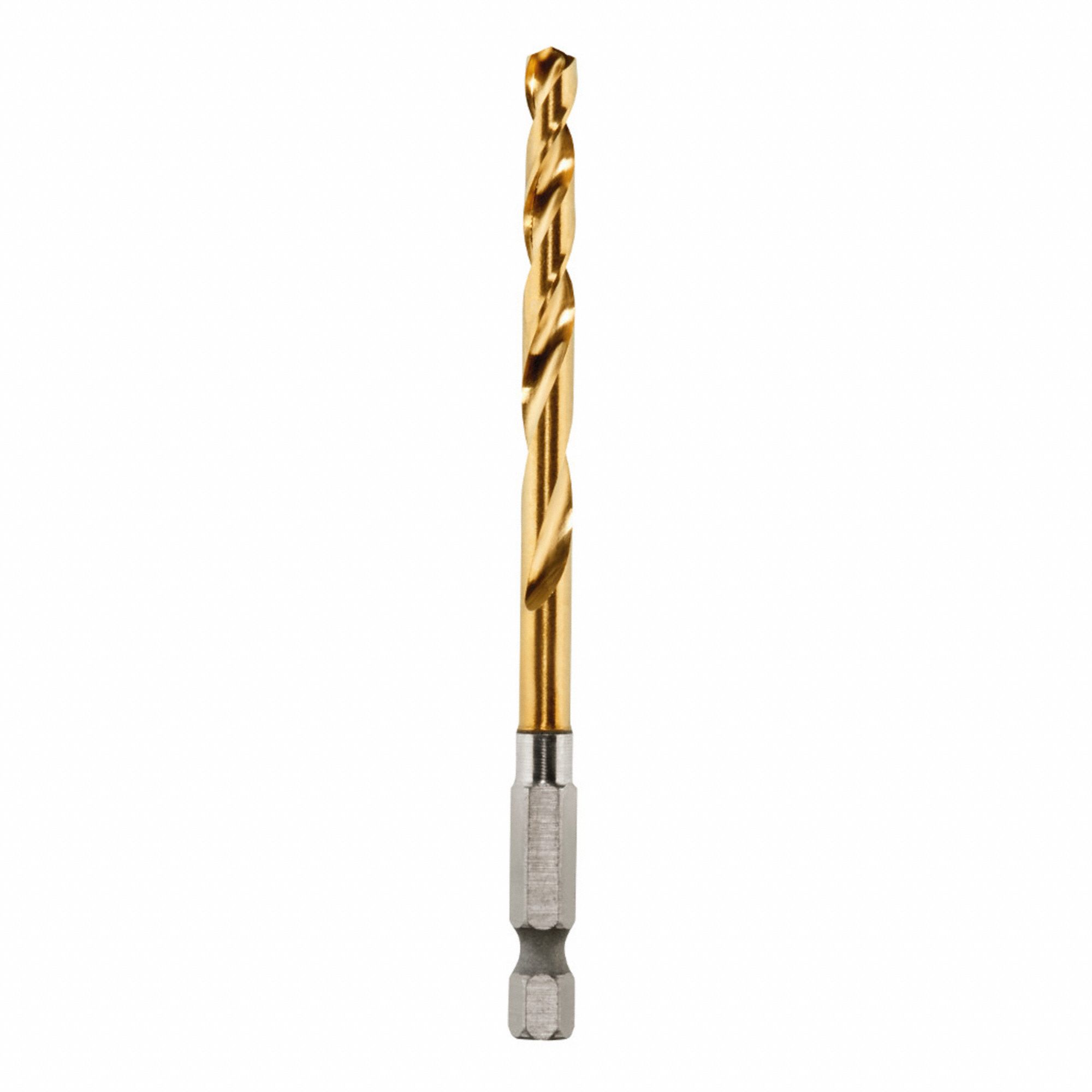 HEX SHANK DRILL BIT, RH, TITANIUM, 7/32 IN, 135 ° , 35 ° , HSS, HEX SHANK, 4 1/16 IN L, UL LISTED